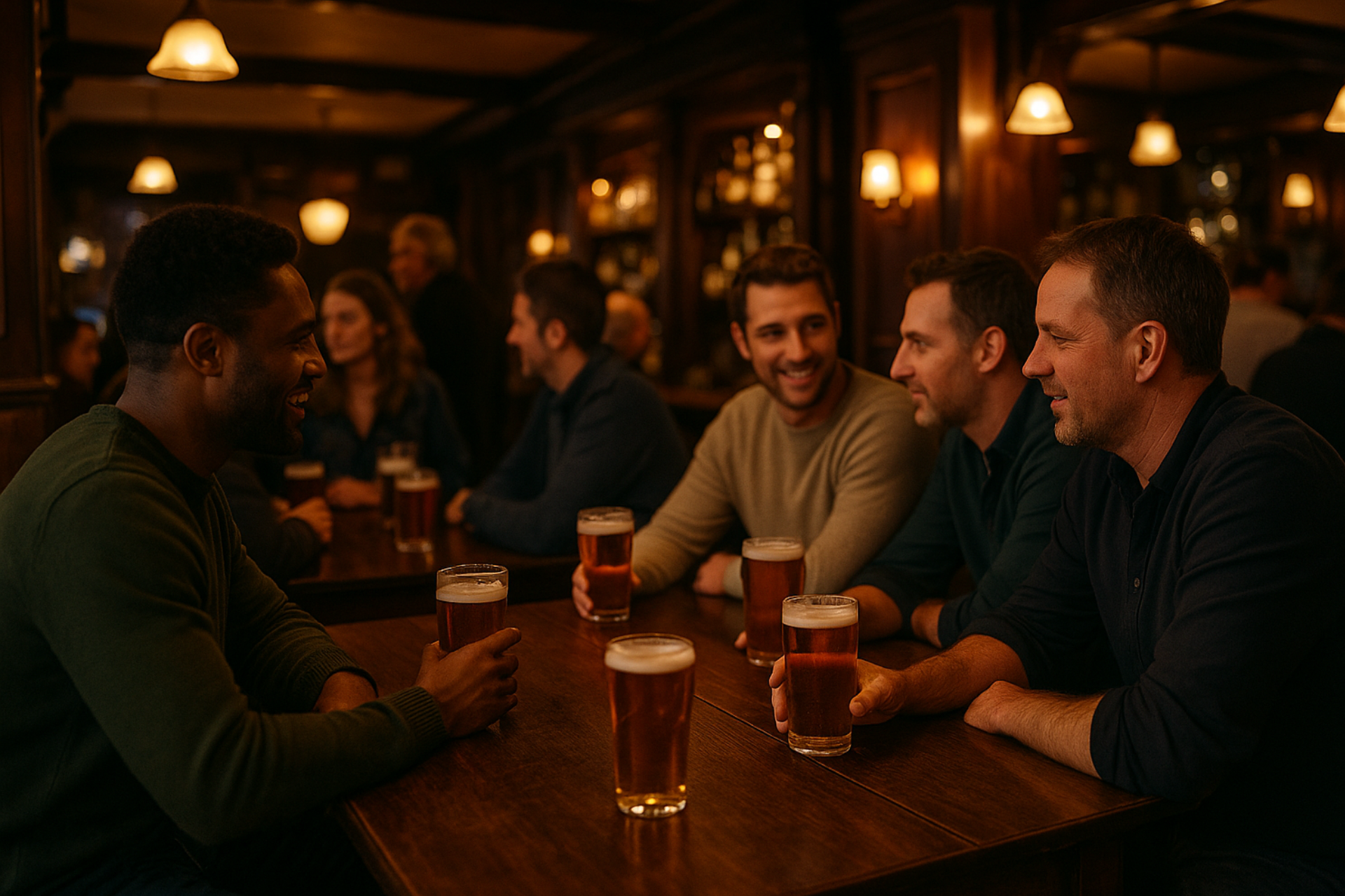 sitting in a pub before the match
